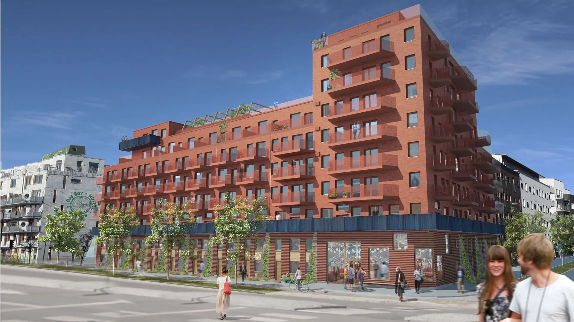 Kosterbåten 2 i Västra Hamnen, Malmö – kombinerat long-stay hotell och flerfamiljshus